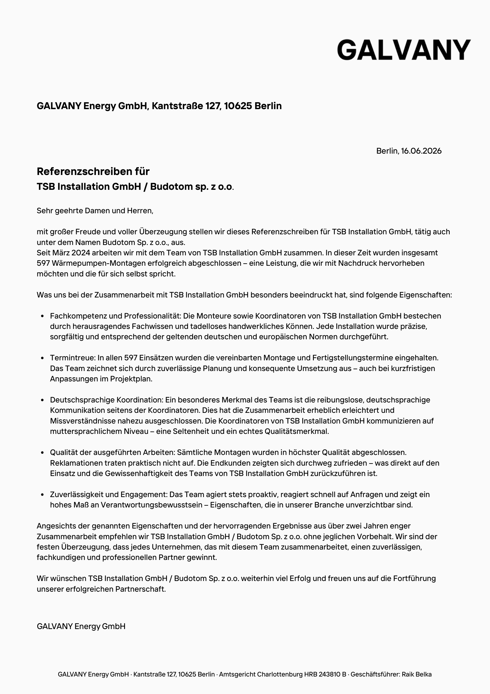 Referenz 1 – TSB Installationen GmbH