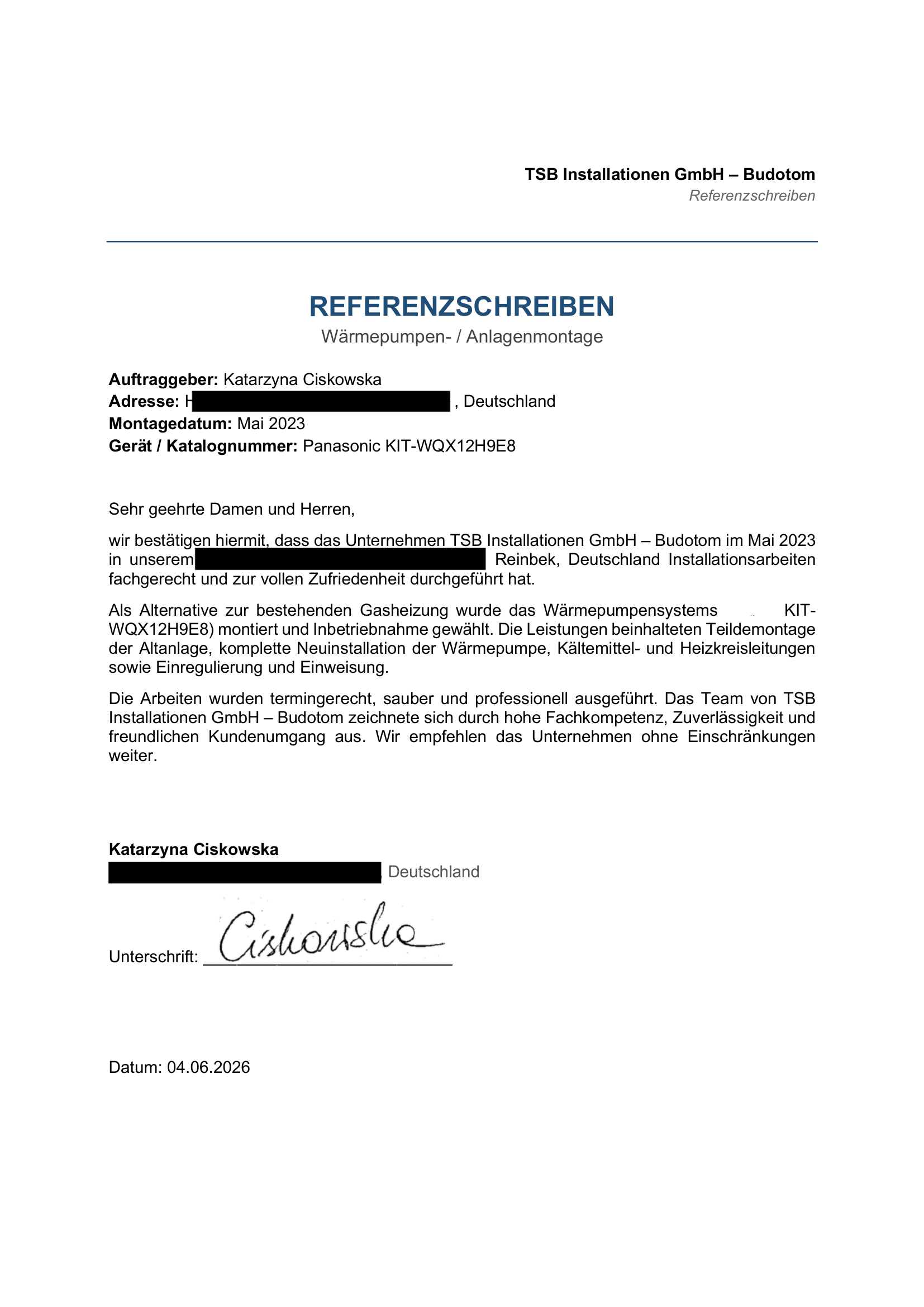 Referenz 3 – TSB Installationen GmbH