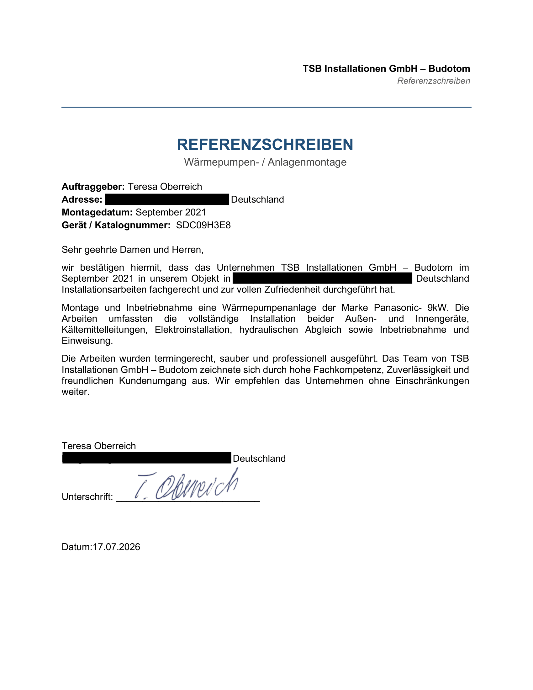 Referenz 4 – TSB Installationen GmbH